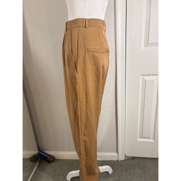 Reformation Mason Pants – Camel Pleated Wide-Leg Tencel Trousers (Size 2) - Picture 4 of 7